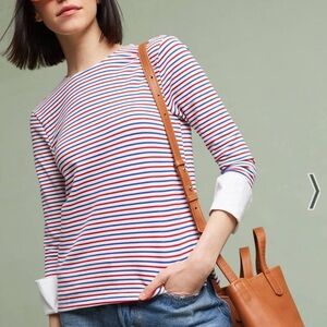 Anthropologie |‎ Deletta Poplin Cuffed Striped Top